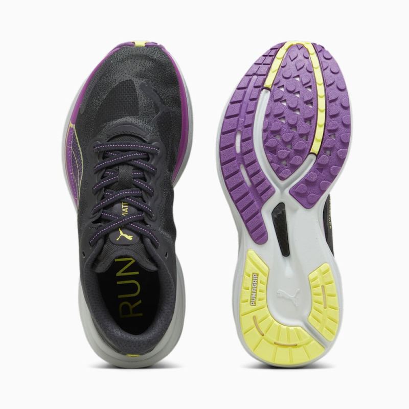 Puma | Women's Deviate NITRO 2 Running Shoes - Black-Purple Pop-Yellow Burst