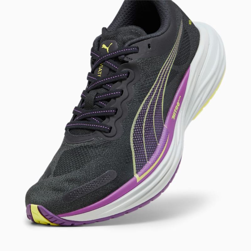 Puma | Women's Deviate NITRO 2 Running Shoes - Black-Purple Pop-Yellow Burst