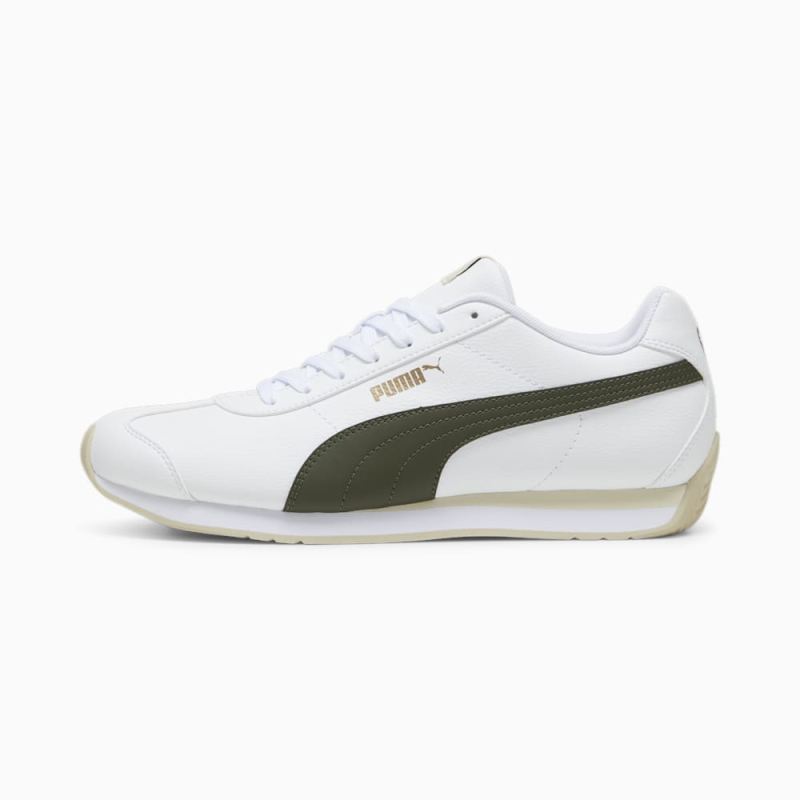 Puma | Men's Turin III Trainers - White-Dark Olive-Putty-Gold