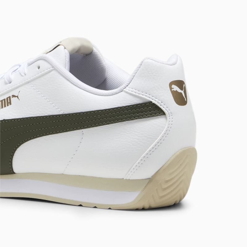 Puma | Men's Turin III Trainers - White-Dark Olive-Putty-Gold