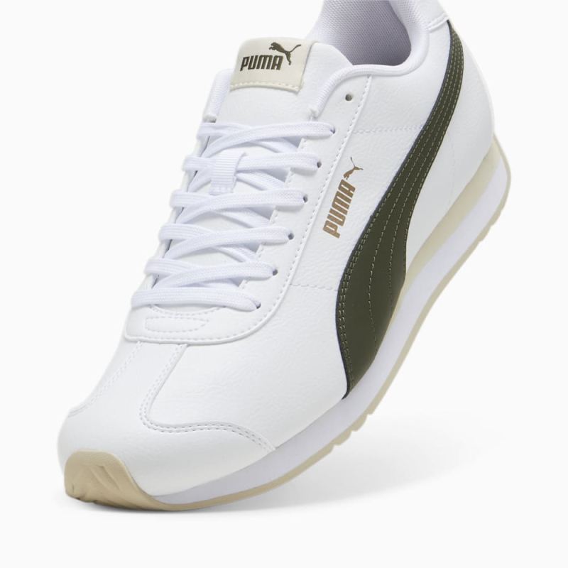 Puma | Men's Turin III Trainers - White-Dark Olive-Putty-Gold