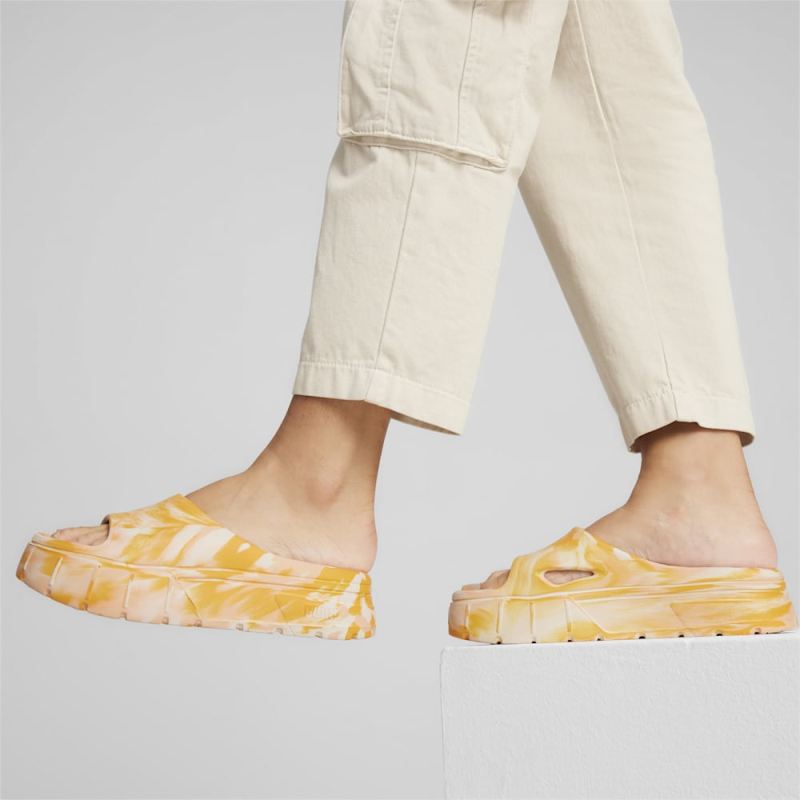 Puma | Women's Mayze Stack Injex Marble Slides - Clementine-Peach Fizz-Sugared Almond