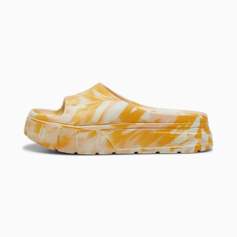 Puma | Women's Mayze Stack Injex Marble Slides - Clementine-Peach Fizz-Sugared Almond