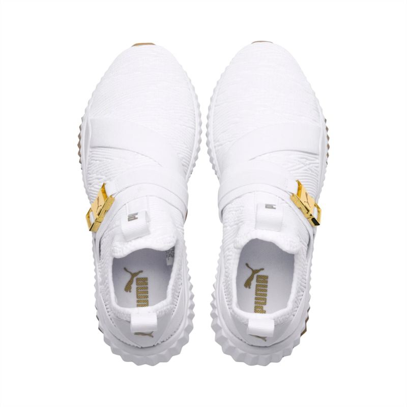 Puma | Women's Defy Varsity Mid Sneakers - White-Metallic Gold