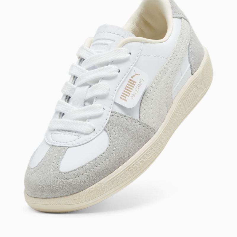 Puma | Girls Palermo Leather Little Kids Sneakers - White-Cool Light Gray-Sugared Almond