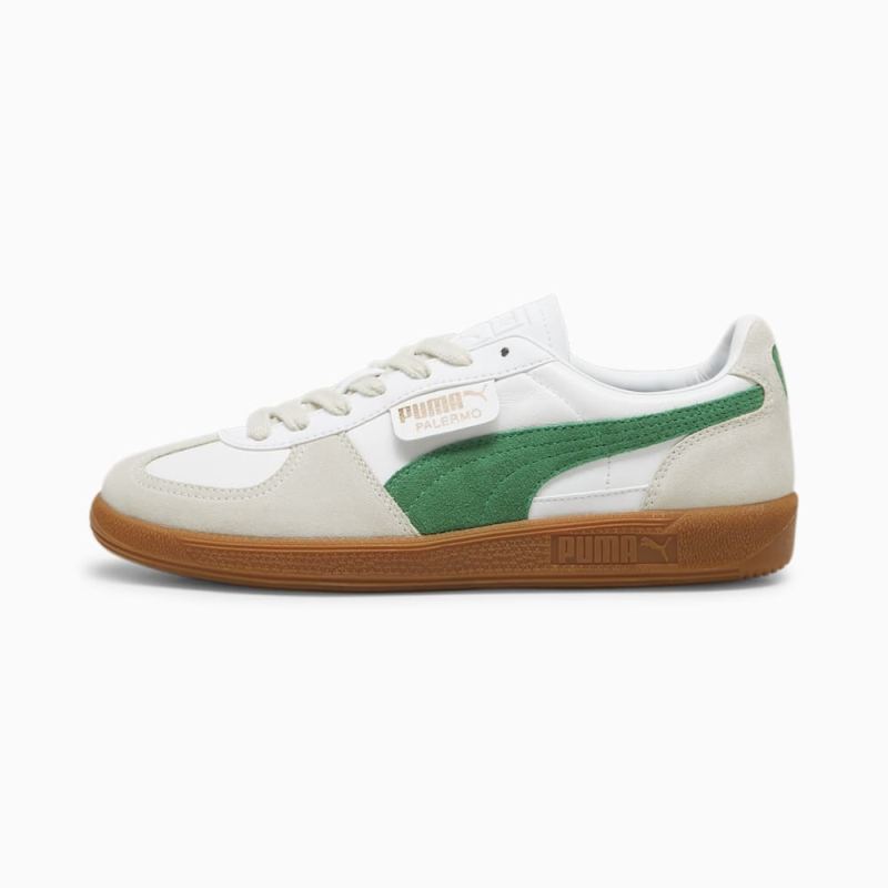 Puma | Men's Palermo Leather Sneakers - White-Vapor Gray-Archive Green