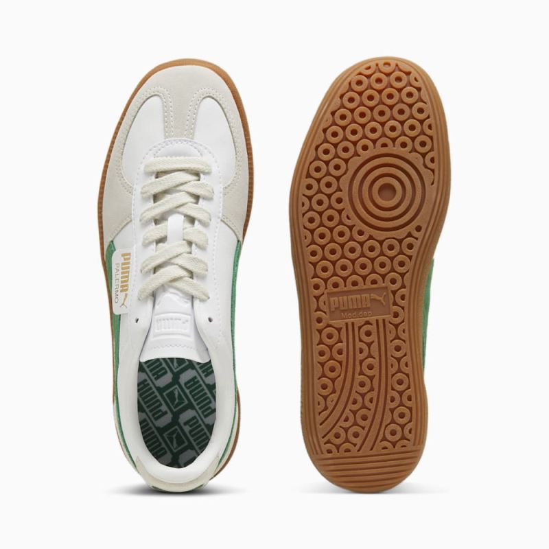 Puma | Men's Palermo Leather Sneakers - White-Vapor Gray-Archive Green