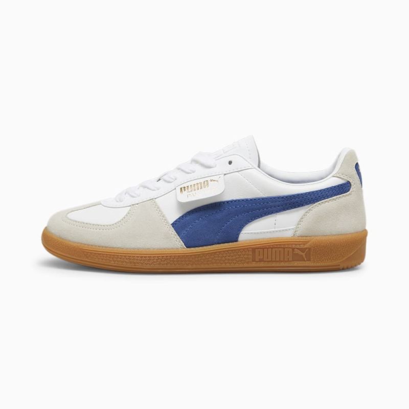 Puma | Women's Palermo Leather Sneakers - White-Vapor Gray-Clyde Royal - Click Image to Close