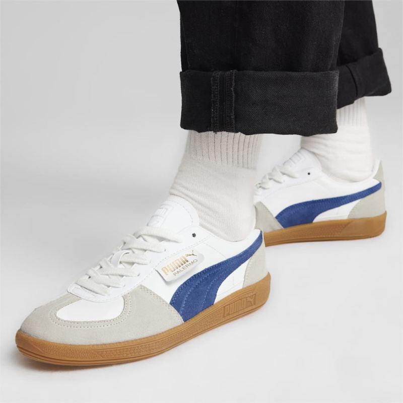 Puma | Women's Palermo Leather Sneakers - White-Vapor Gray-Clyde Royal