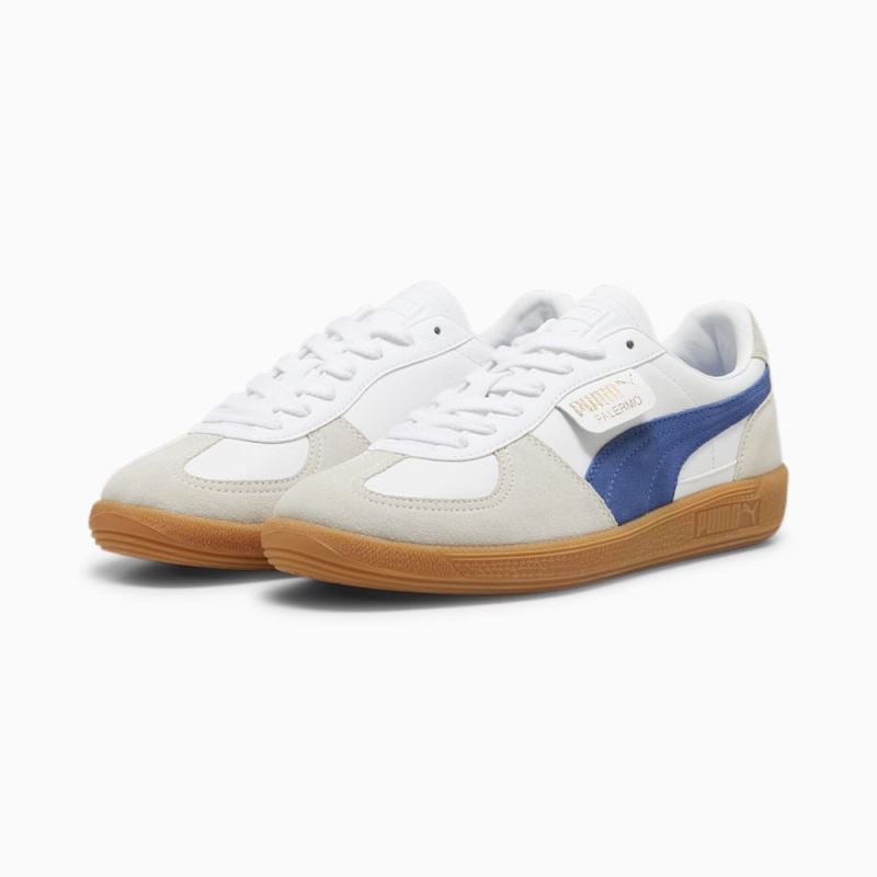 Puma | Women's Palermo Leather Sneakers - White-Vapor Gray-Clyde Royal