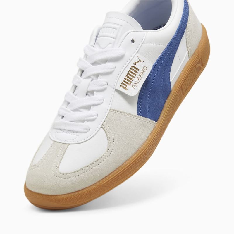 Puma | Women's Palermo Leather Sneakers - White-Vapor Gray-Clyde Royal