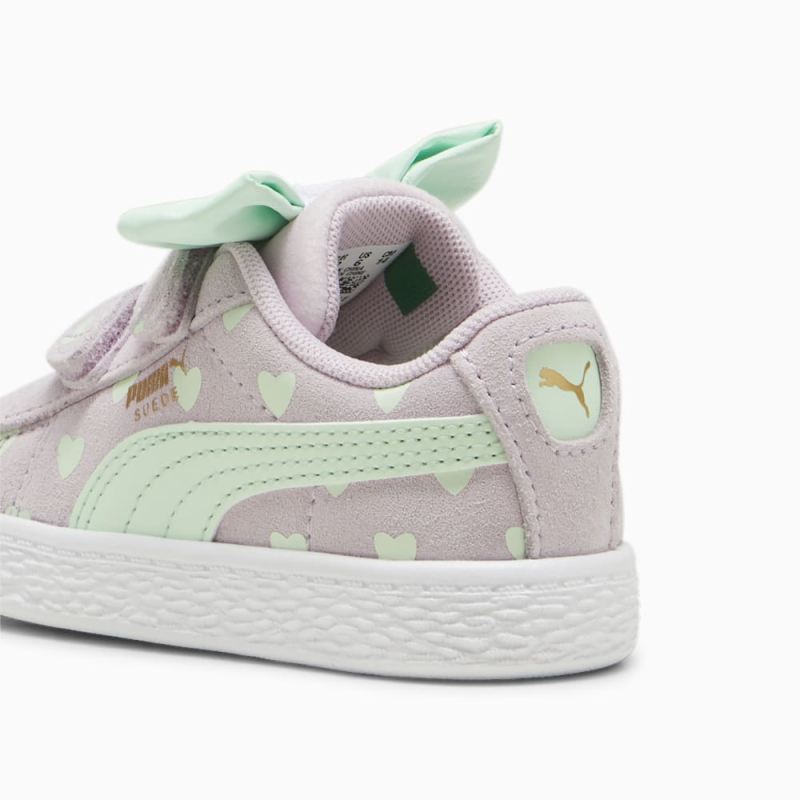 Puma | Girls Suede Classic Re-Bow V Toddlers Shoes - Grape Mist-Fresh Mint