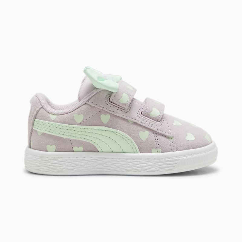 Puma | Girls Suede Classic Re-Bow V Toddlers Shoes - Grape Mist-Fresh Mint