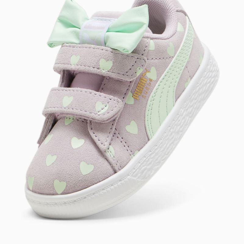 Puma | Girls Suede Classic Re-Bow V Toddlers Shoes - Grape Mist-Fresh Mint