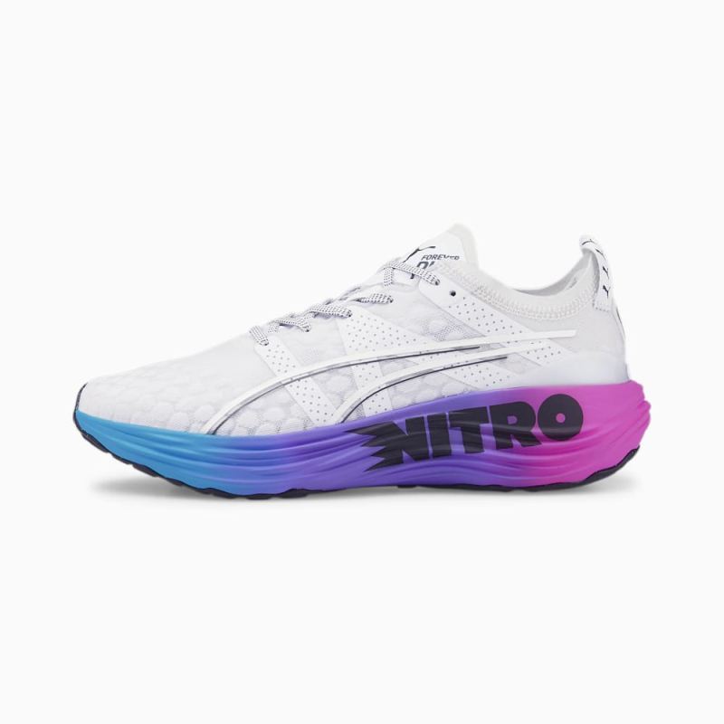 Puma | Men's ForeverRun NITRO SUNSET Running Shoes - White-Luminous Blue-Electric Orchid - Click Image to Close