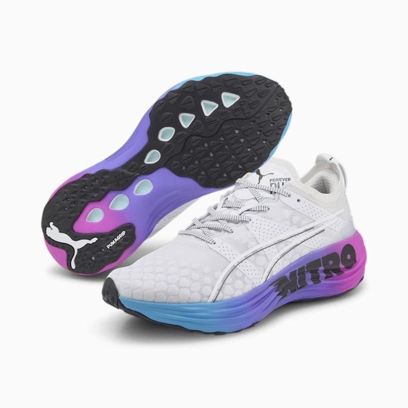 Puma | Men's ForeverRun NITRO SUNSET Running Shoes - White-Luminous Blue-Electric Orchid