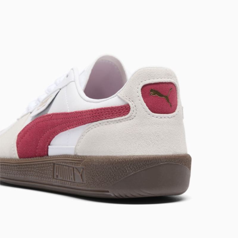 Puma | Women's Palermo Leather Sneakers - White-Vapor Gray-Club Red