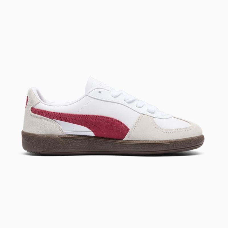 Puma | Women's Palermo Leather Sneakers - White-Vapor Gray-Club Red