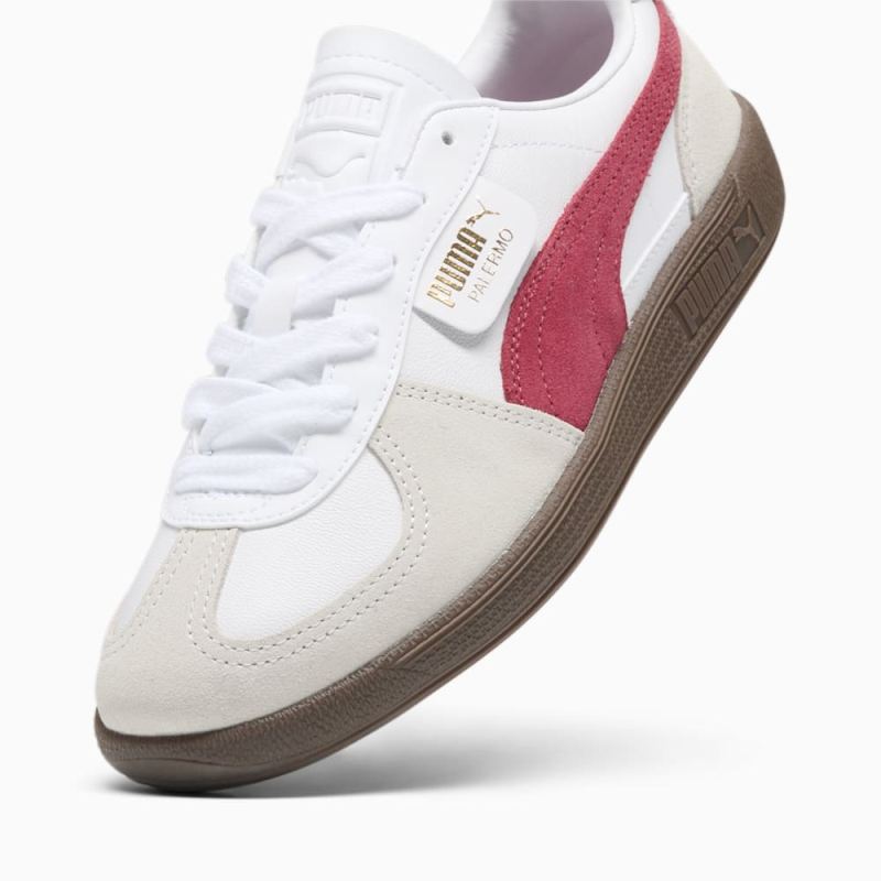 Puma | Women's Palermo Leather Sneakers - White-Vapor Gray-Club Red