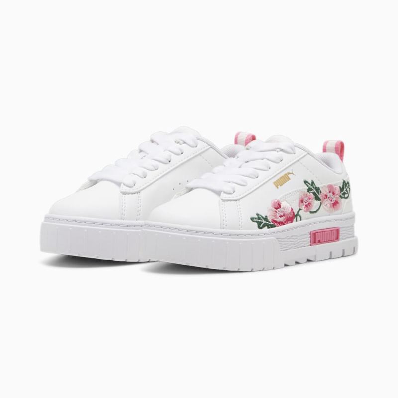 Puma | Girls Mayze Embroidery Little Kids Sneakers - White-Fast Pink-Vine