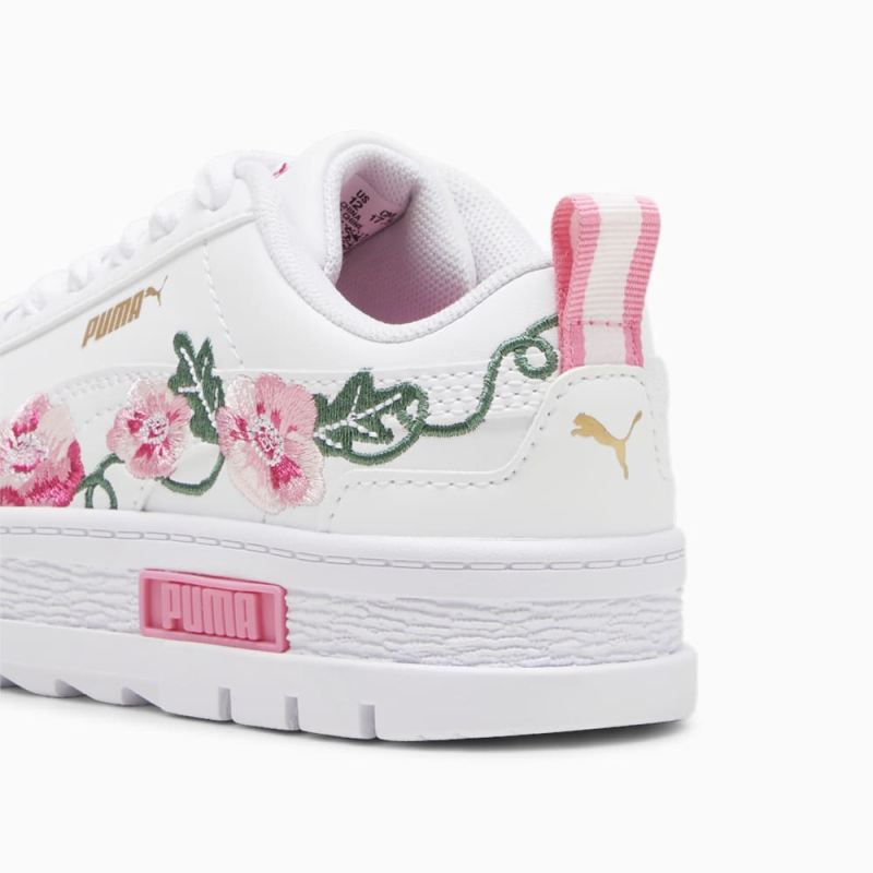 Puma | Girls Mayze Embroidery Little Kids Sneakers - White-Fast Pink-Vine