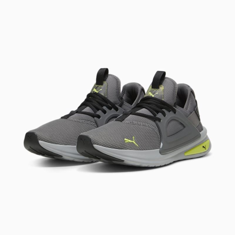 Puma | Men's SOFTRIDE Enzo Evo RetroFutur Running Shoes - Cool Dark Gray-Black-Lime Pow