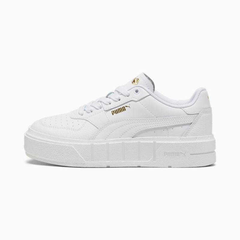 Puma | Girls Puma | Girls Cali Court Big Kids Leather Sneakers - White-Gold