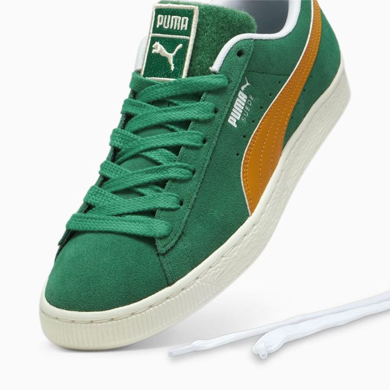 Puma | Men's For the Fanbase Suede Patch Sneakers - Archive Green-Frosted Ivory