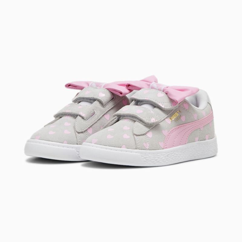 Puma | Girls Suede Classic Re-Bow Little Kids Shoes - Silver Mist-Pink Lilac