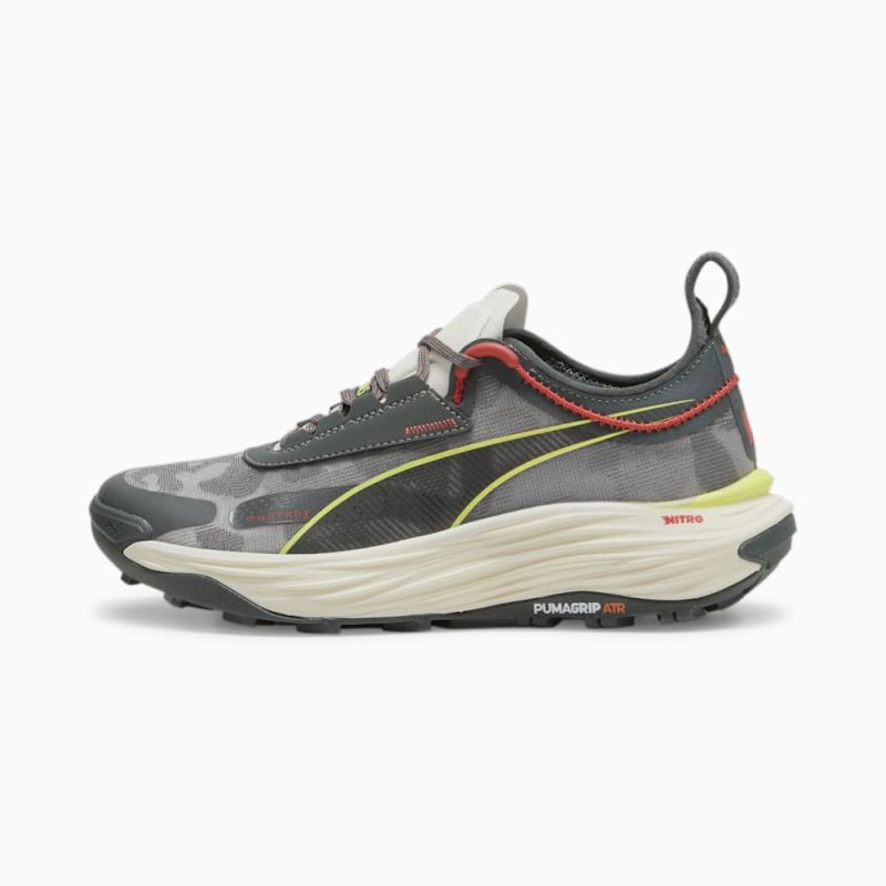 Puma | Women's SEASONS Voyage NITRO 3 Running Shoes - Mineral Gray-Active Red-Lime Pow