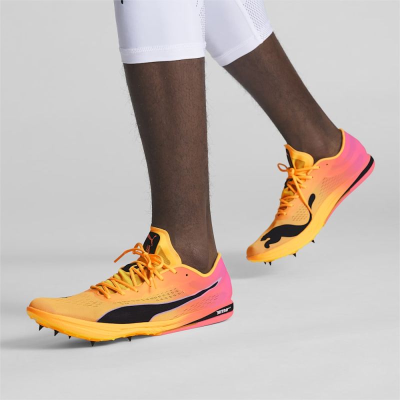 Puma | Men's evoSPEED Long Distance NITRO Elite+ Track Spikes - Sun Stream-Sunset Glow-Black