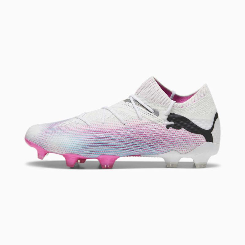 Puma | Men's FUTURE 7 ULTIMATE FG/AG Soccer Cleats - White-Black-Poison Pink