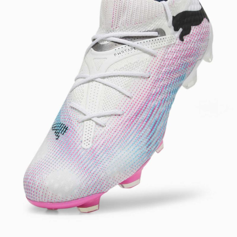 Puma | Men's FUTURE 7 ULTIMATE FG/AG Soccer Cleats - White-Black-Poison Pink