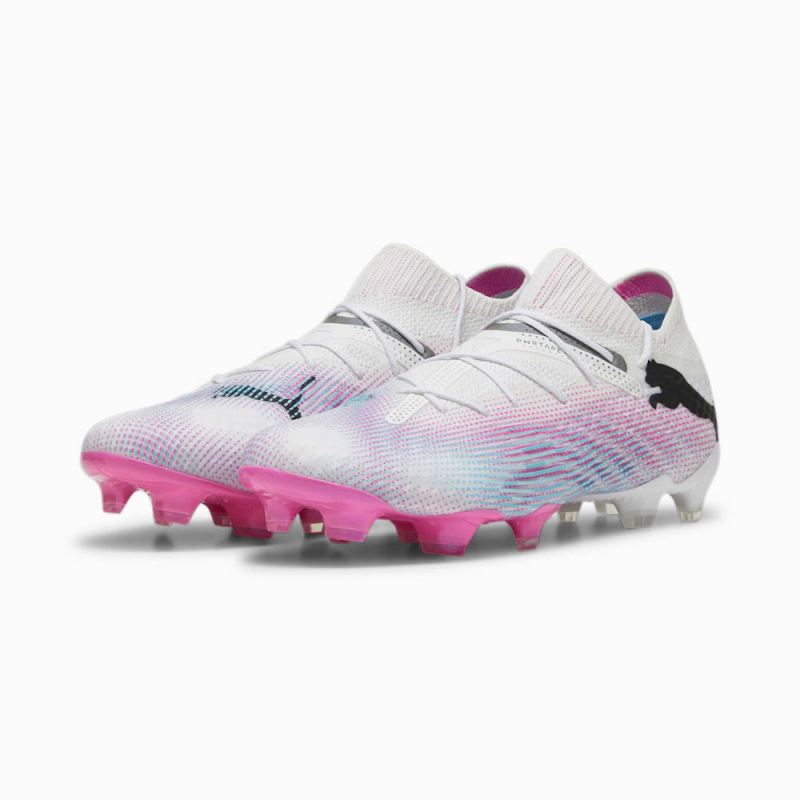 Puma | Men's FUTURE 7 ULTIMATE FG/AG Soccer Cleats - White-Black-Poison Pink