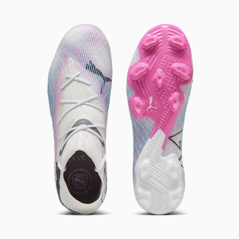 Puma | Men's FUTURE 7 ULTIMATE FG/AG Soccer Cleats - White-Black-Poison Pink