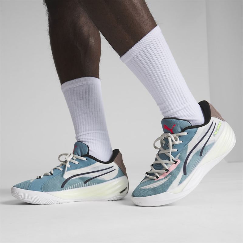 Puma | Men's All-Pro NITRO Basketball Shoes - Bold Blue-Dark Clove-Pro Green-Fire Orchid-Koral Ice