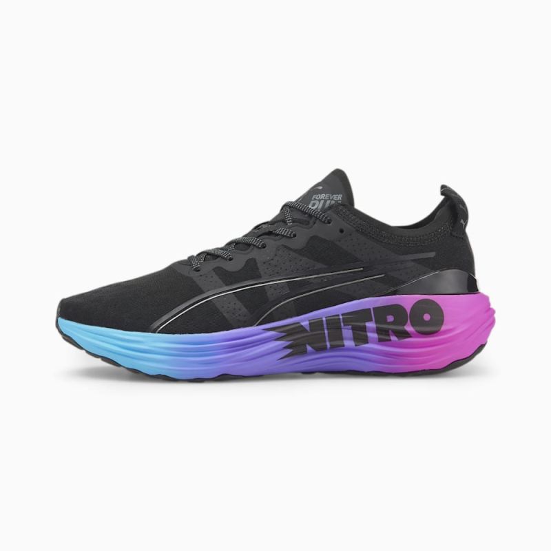 Puma | Men's ForeverRun NITRO SUNSET Running Shoes - Black-Luminous Blue-Electric Orchid