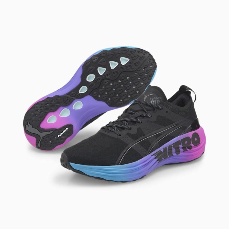 Puma | Men's ForeverRun NITRO SUNSET Running Shoes - Black-Luminous Blue-Electric Orchid