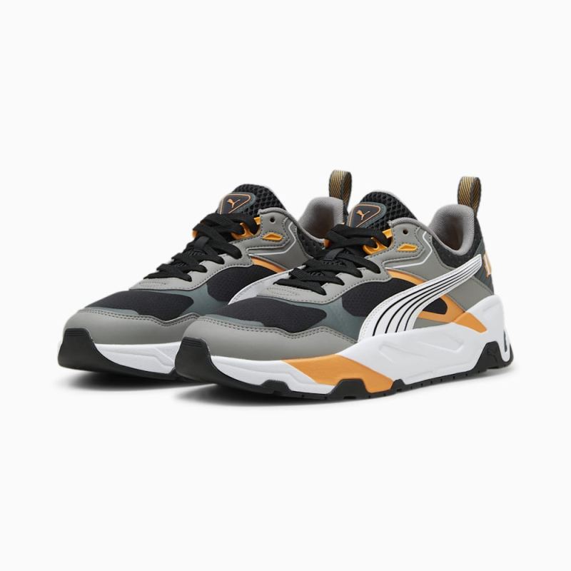 Puma | Men's Trinity Desert Road Sneakers - Black-White-Stormy Slate-Clementine