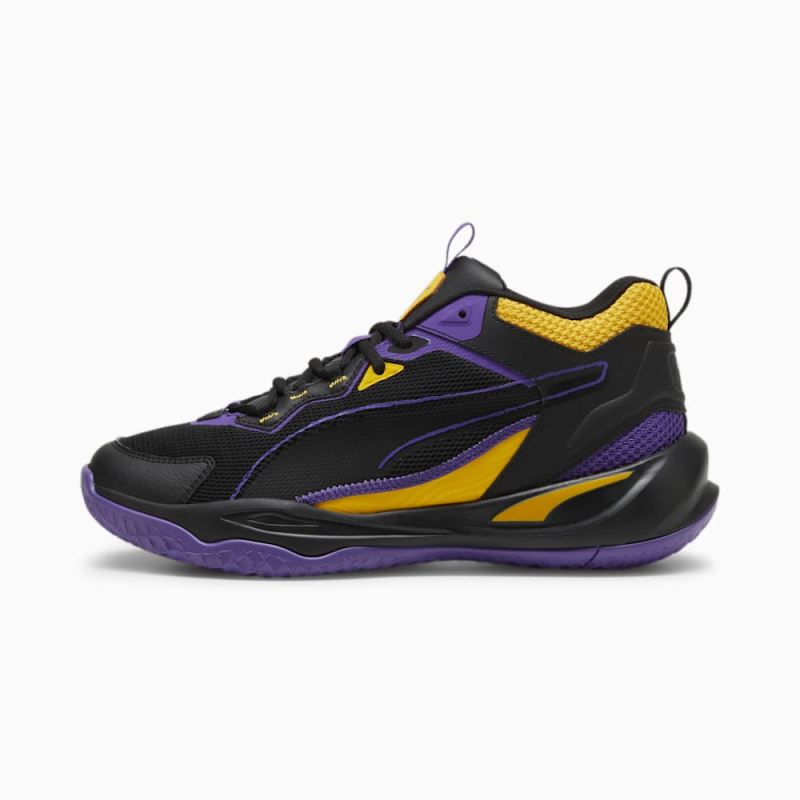 Puma | Men's Playmaker Sneakers - Black-Team Violet-Yellow Sizzle