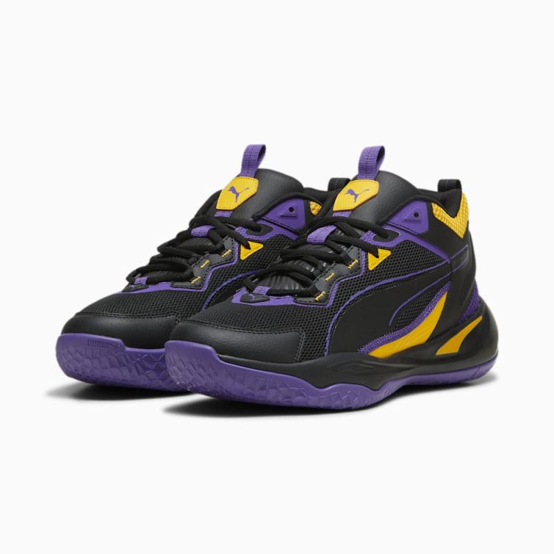 Puma | Men's Playmaker Sneakers - Black-Team Violet-Yellow Sizzle