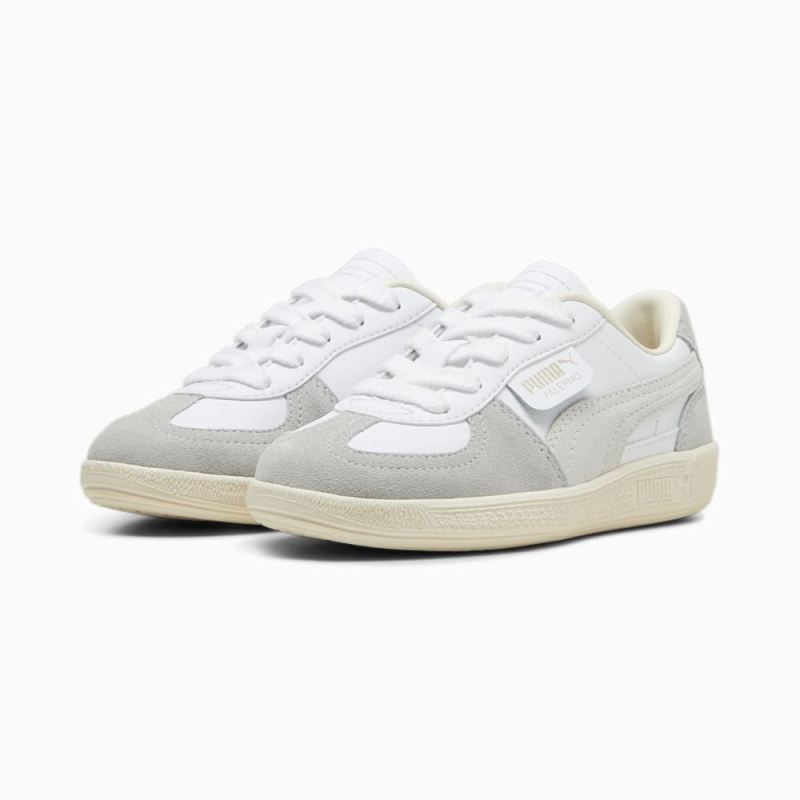 Puma | Boys Palermo Leather Little Kids Sneakers - White-Cool Light Gray-Sugared Almond