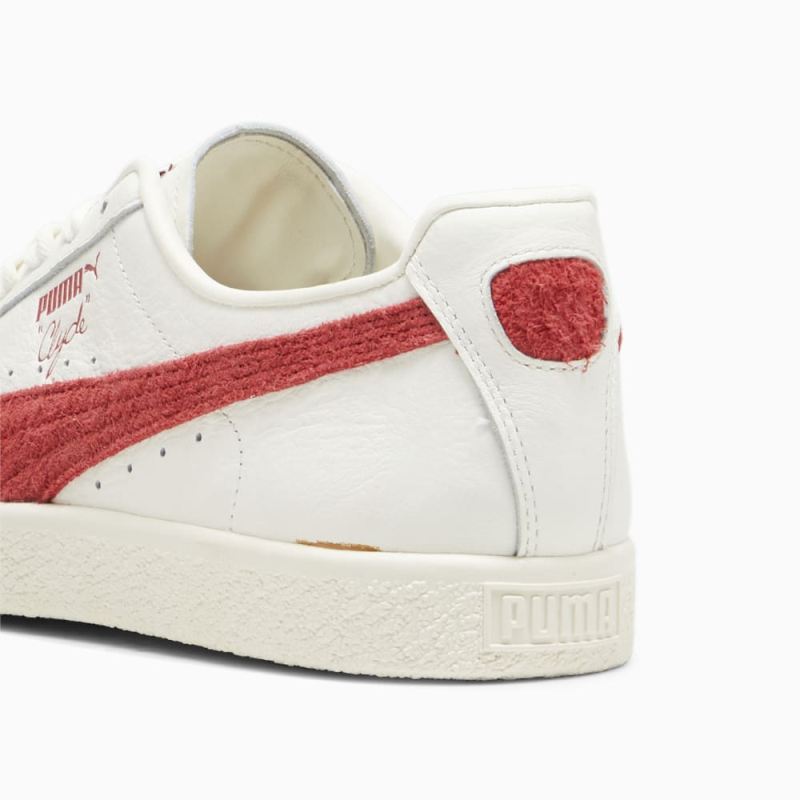 Puma | Men's Clyde NeverWorn III Sneakers - Warm White-Club Red