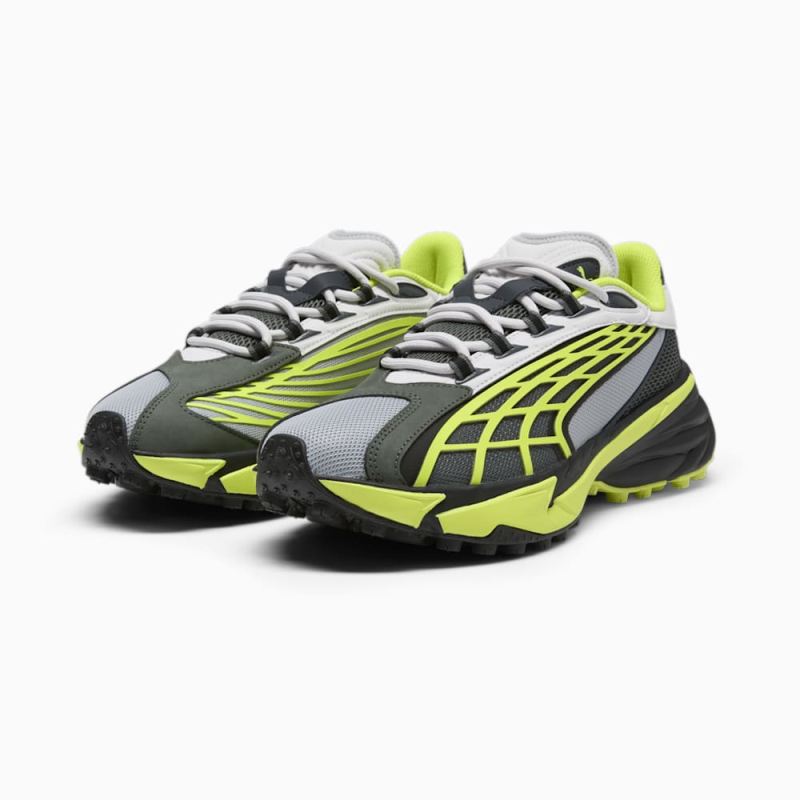 Puma | Men's Spirex Scifi Sneakers - Feather Gray-Electric Lime-Black