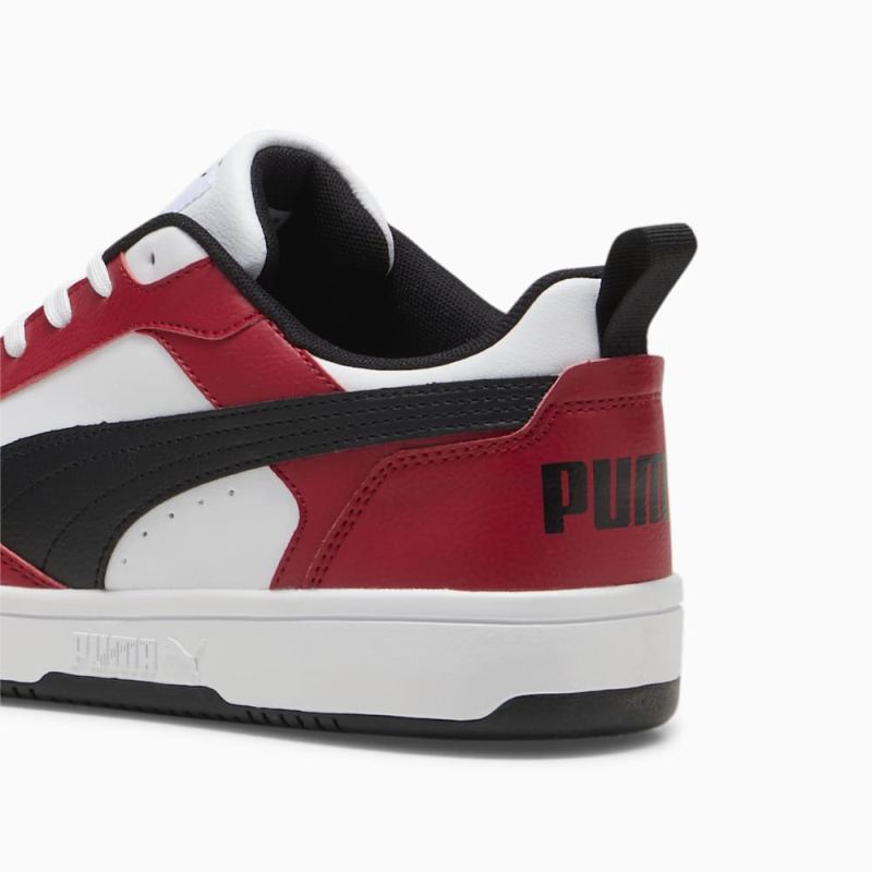 Puma | Men's Rebound V6 Low Sneakers - White-Black-Club Red