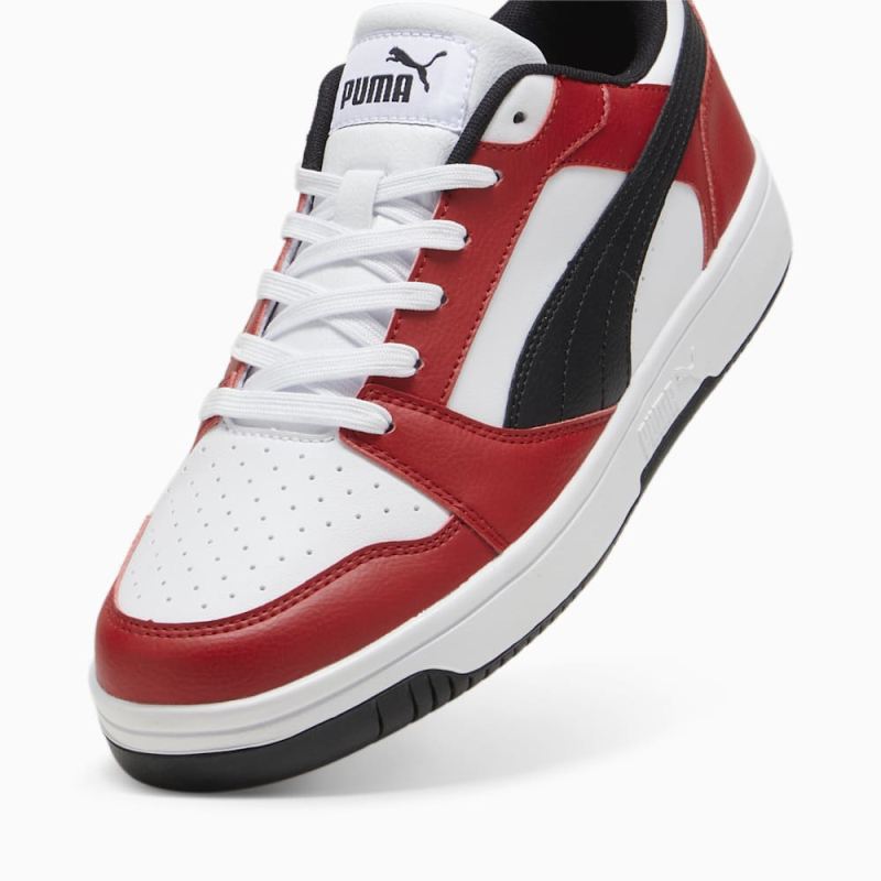 Puma | Men's Rebound V6 Low Sneakers - White-Black-Club Red