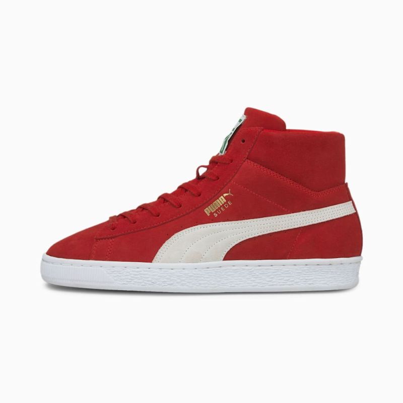 Puma | Men's Suede Mid XXI Sneakers - High Risk Red-White - Click Image to Close