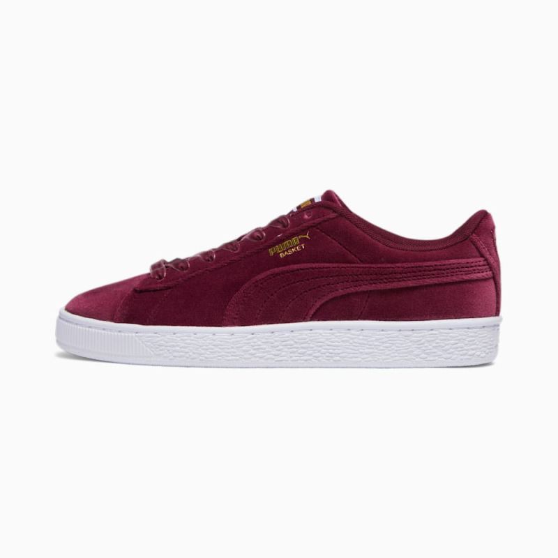 Puma | Women's Basket Classic Velvet Sneakers - Dark Jasper-Team Gold-White - Click Image to Close