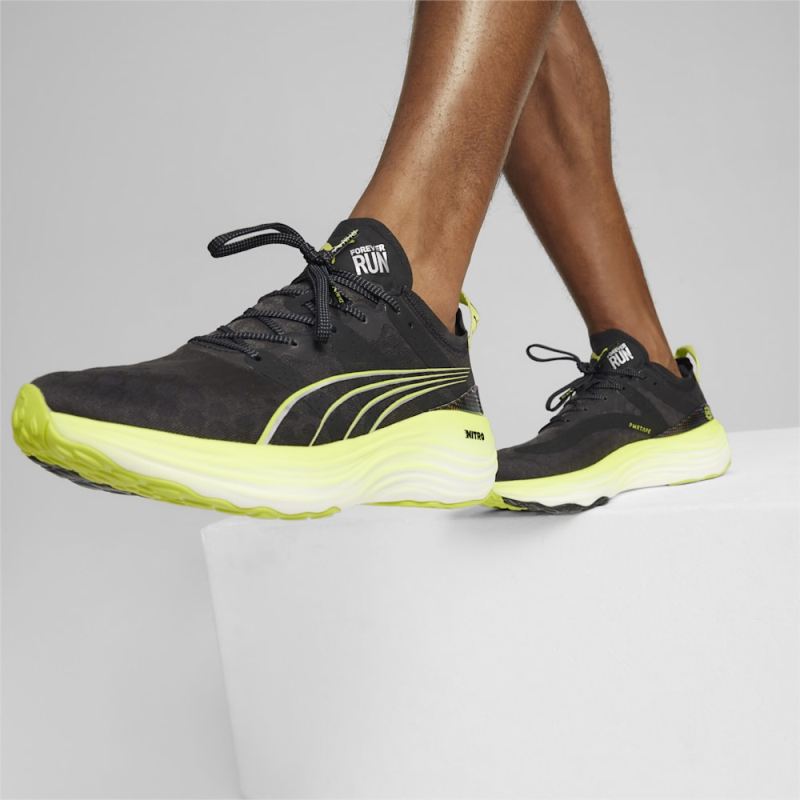 Puma | Men's ForeverRun NITRO Running Shoes - Black-Lime Pow-Mineral Gray