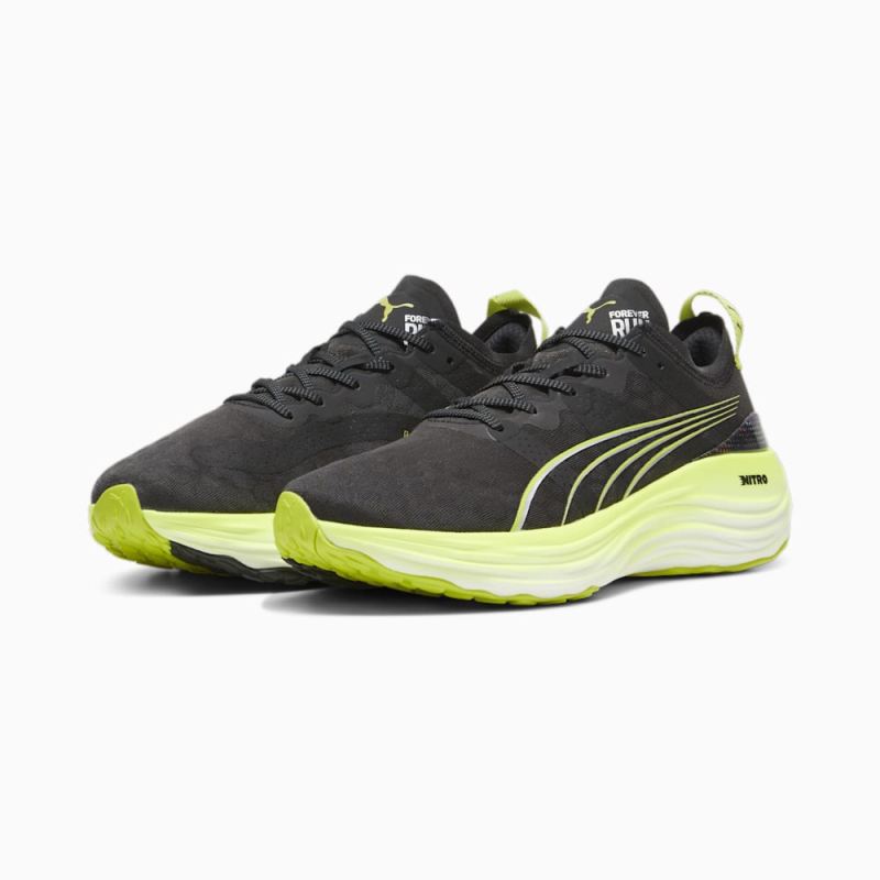 Puma | Men's ForeverRun NITRO Running Shoes - Black-Lime Pow-Mineral Gray